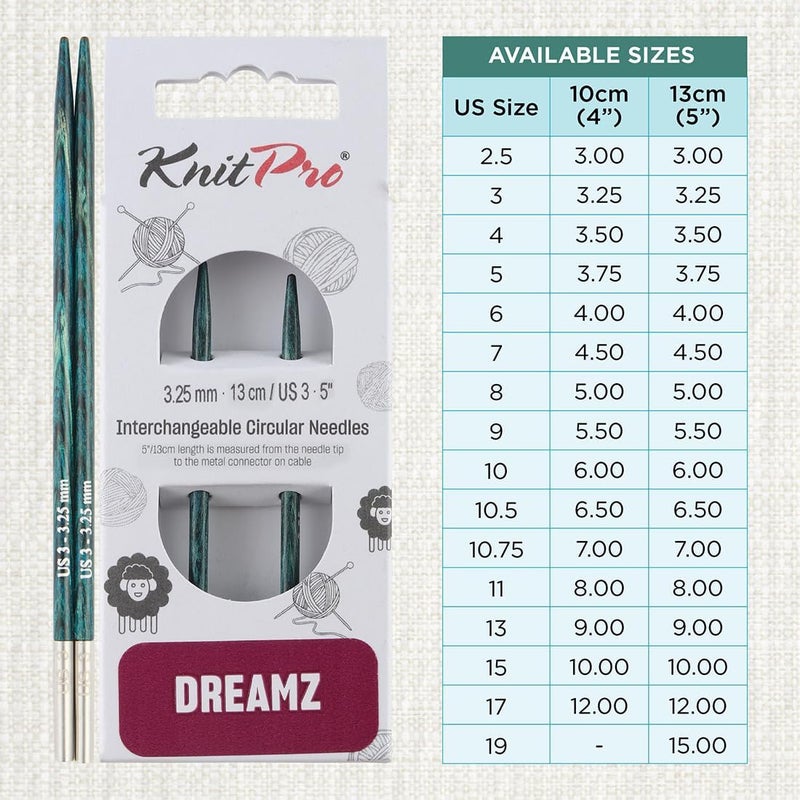 Knit Pro Dreamz Interchangeable Circular Needles 5" (13cm) | US Size 3 (3.25mm) - Image 3